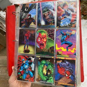 Vintage 90s Marvel Trading Card Binder. Spider-Man, Super man, X-Men Hol…
